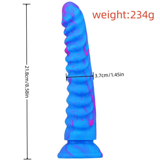 Dragon scale mixed color silicone simulated penis lady with backyard anal plug dildo adult sex products masturbator stick