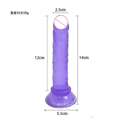 Simulated penis transparent crystal eggless dildo suction cup oversized thick backyard anal plug female masturbation stick