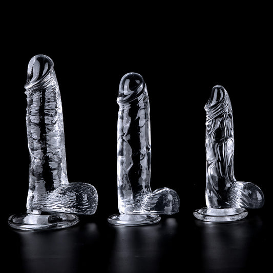 Fun simulation penis female masturbation dildo injection molding process transparent crystal white TPE soft rubber factory supply