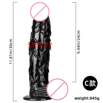 Black Big Dildo Large Thick Super Long Black Big Mac Big Simulation Dildo Stud Anal Plug Fisting Sex Tool