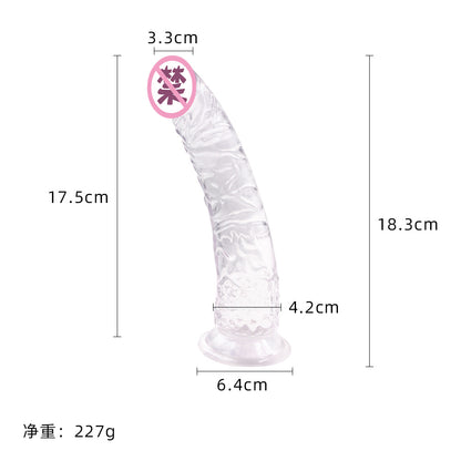 Diao's simulation crystal transparent penis soft meat manual female masturbation stick false penis backyard anal plug sex toys