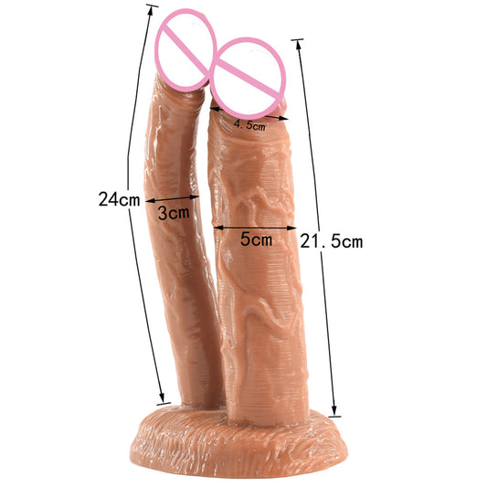 2021 new yin and anus dual-purpose one large and one small double-headed dragon dildo manual simulation penis adult sexual products