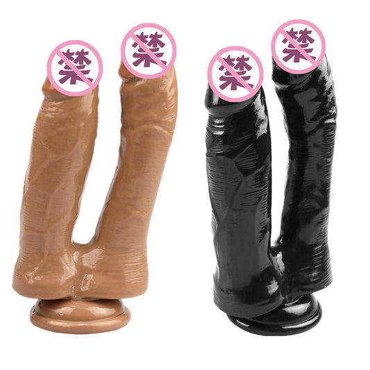 Banxia female double-headed simulated penis couple same-sex vaginal and anal double-channel masturbator, false penis, adult sex tool