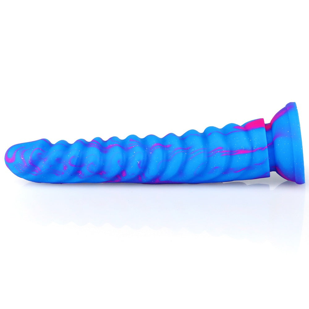 Dragon scale mixed color silicone simulated penis lady with backyard anal plug dildo adult sex products masturbator stick