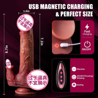 Explosive simulated tongue licking penis electric dildo automatic thrusting soft meat female adult sex products masturbator