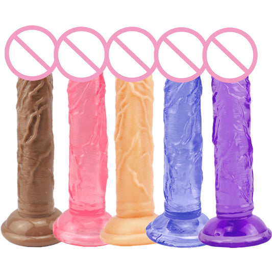 Love Spring Little Prince Egg-free Simulation Transparent Color Crystal Small Dick Adult Masturbator Sucker Dildo