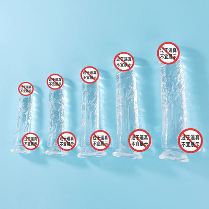 Masturbator female simulated penis sex toys manual dildo phantom transparent crystal TPE foreign trade hot sale