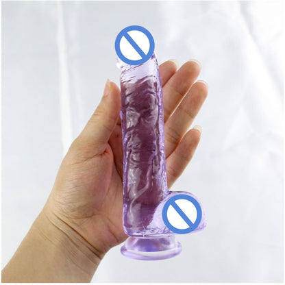 Masturbator female simulated penis sex toys manual dildo phantom transparent crystal TPE foreign trade hot sale