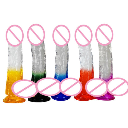 New two-color crystal penis women's realistic anal plug tpe gradual change dildo adult sex products factory
