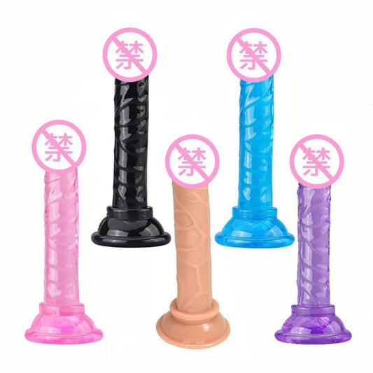 Simulated penis transparent crystal eggless dildo suction cup oversized thick backyard anal plug female masturbation stick