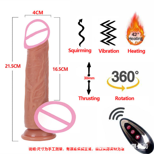 Foreign trade explosion silicone simulation penis electric telescopic plug female masturbator false penis sex toys