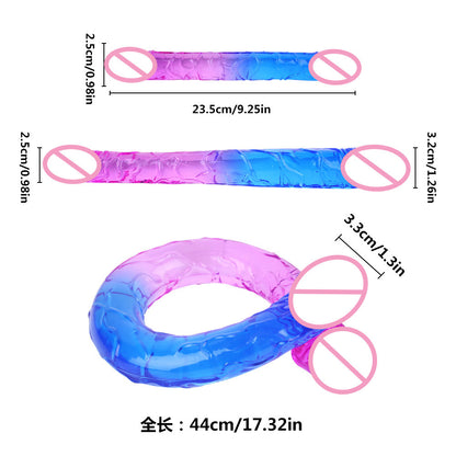 Double-headed penis two-color crystal oversized thick simulation anal plug Lala gay male and female dildo sex products