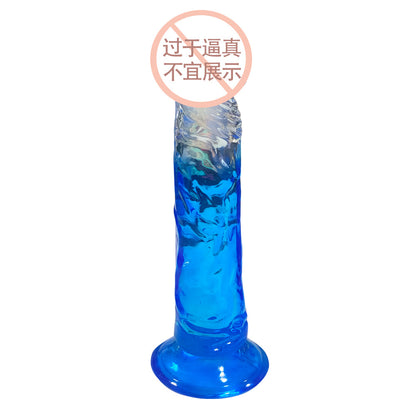 Gradually change color simulation penis female masturbation stick suction cup crystal transparent dildo female adult sex toys
