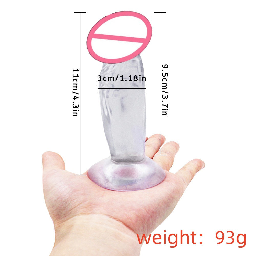 Little brother suction cup mini simulation small penis backyard anal plug super soft masturbator novice multi-colored crystal dildo