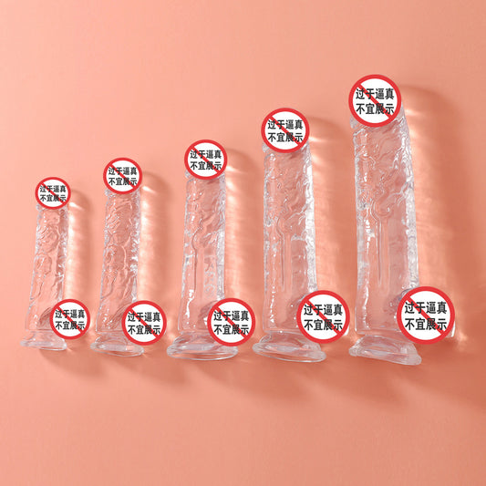 Masturbator female simulated penis sex toys manual dildo phantom transparent crystal TPE foreign trade hot sale