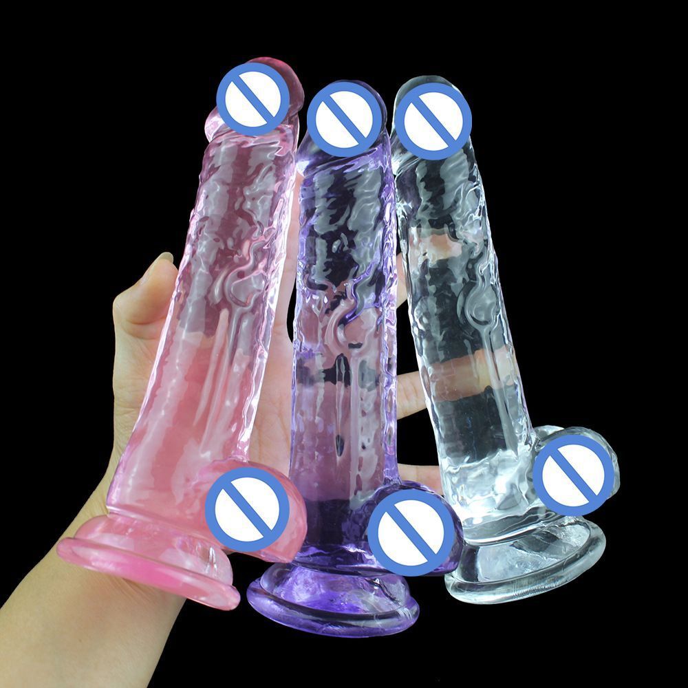 Simulated penis, transparent crystal suction cup, dildo, thick male anal plug, female masturbator, adult sex products