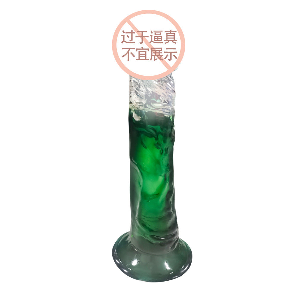 Gradually change color simulation penis female masturbation stick suction cup crystal transparent dildo female adult sex toys