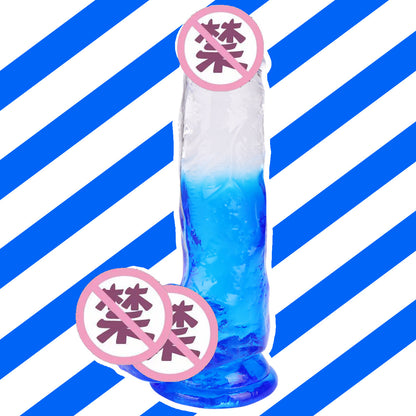 Colorful two-color transparent and transparent simulated penis soft meat forced real and fake penis female masturbation appliance adult products