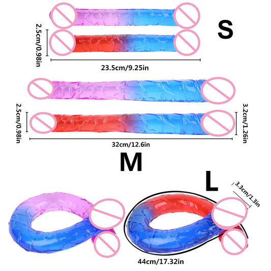 Double-headed penis two-color crystal oversized thick simulation anal plug Lala gay male and female dildo sex products