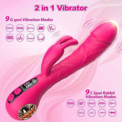 New rabbit simulation fake penis digital display double vibrator couple flirting jumping egg massage stick sex toys