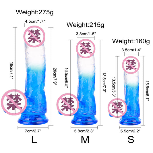 Colorful two-color transparent and transparent simulated penis soft meat forced real and fake penis female masturbation appliance adult products