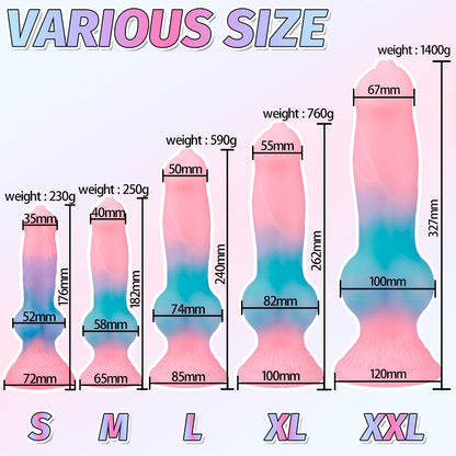 luminous dog dick five-piece set mixed color simulation penis oversized special-shaped simulation animal dildo for women