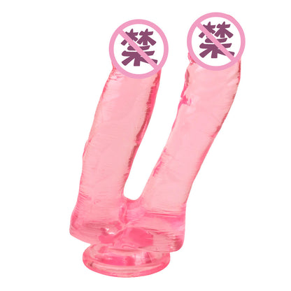Banxia female double-headed simulated penis couple same-sex vaginal and anal double-channel masturbator, false penis, adult sex tool