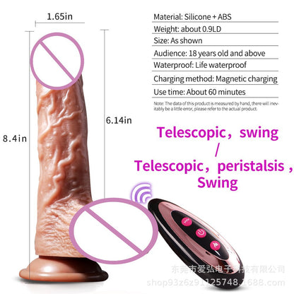 Foreign trade hot-selling simulation dildo telescopic vibration women's soft meat realistic masturbator adult fun cross-border products