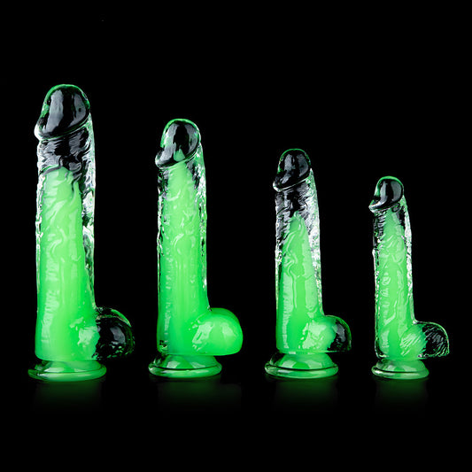 New double-layer two-color phantom simulation penis series fluorescent green phosphor female dildo Amazon hot-selling