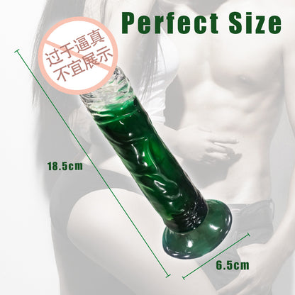 Gradually change color simulation penis female masturbation stick suction cup crystal transparent dildo female adult sex toys
