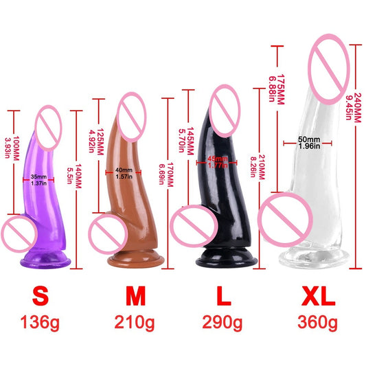 Multicolor crystal penis women's transparent masturbation stick large medium small color sliding surface simulation dildo adult products