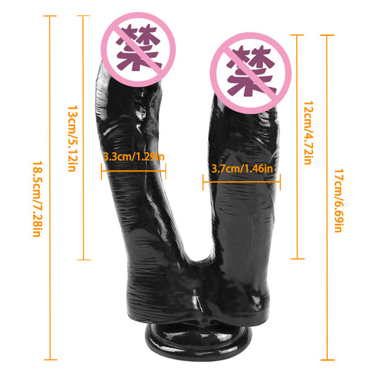 Banxia female double-headed simulated penis couple same-sex vaginal and anal double-channel masturbator, false penis, adult sex tool