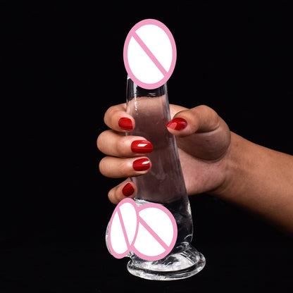 Multicolor crystal penis women's transparent masturbation stick large medium small color sliding surface simulation dildo adult products