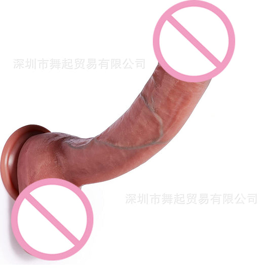 Foreign trade simulation penis soft meat female dildo double-layer silicone dildo sex toys adult products wholesale