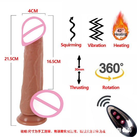 Foreign trade explosion silicone simulation penis electric telescopic plug female masturbator false penis sex toys