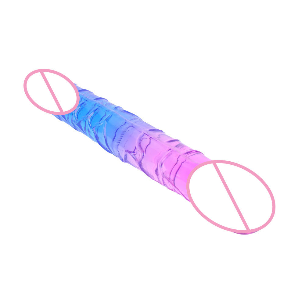Double-headed penis two-color crystal oversized thick simulation anal plug Lala gay male and female dildo sex products
