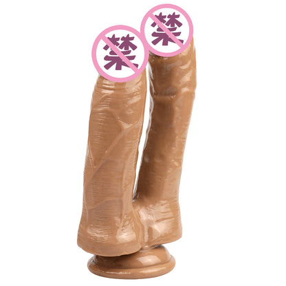 Banxia female double-headed simulated penis couple same-sex vaginal and anal double-channel masturbator, false penis, adult sex tool