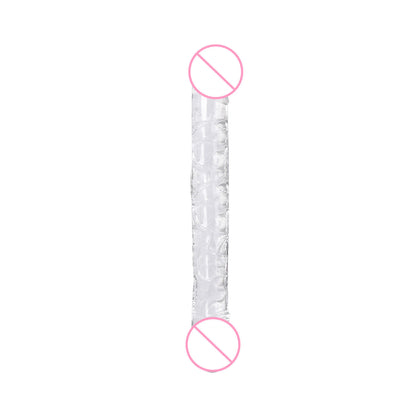 Cross-border double-headed penis simulation gay lesbian with extended transparent dildo color masturbator stick adult products