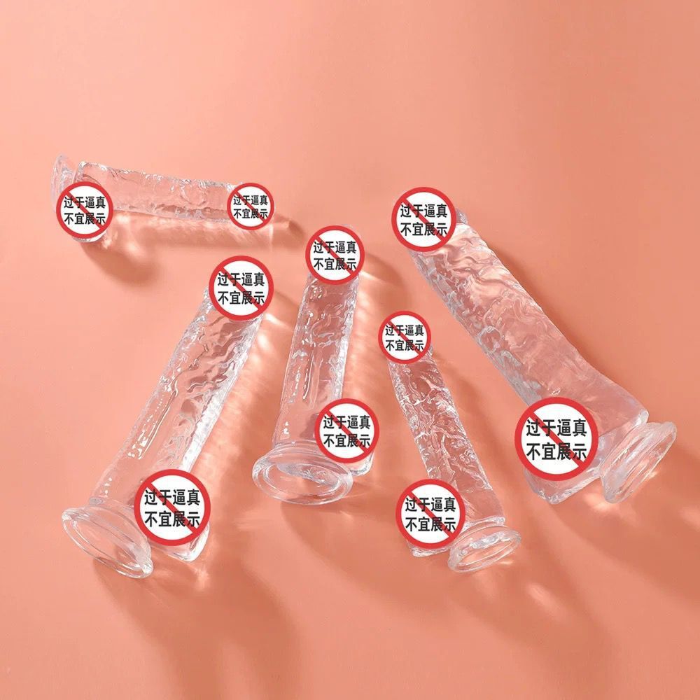 Simulated penis, transparent crystal suction cup, dildo, thick male anal plug, female masturbator, adult sex products