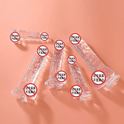 Simulated penis, transparent crystal suction cup, dildo, thick male anal plug, female masturbator, adult sex products