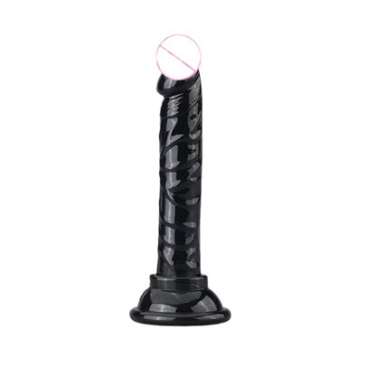 Simulated penis transparent crystal eggless dildo suction cup oversized thick backyard anal plug female masturbation stick