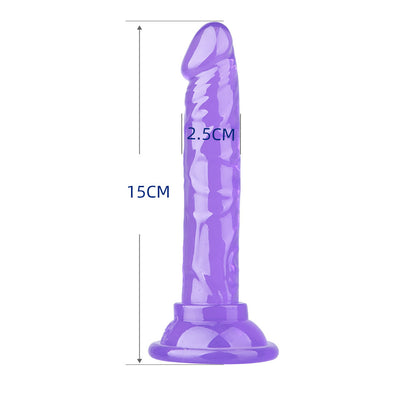 Egg-free transparent color crystal purple imitation penis female dildo TPE suction cup full range size injection molding factory