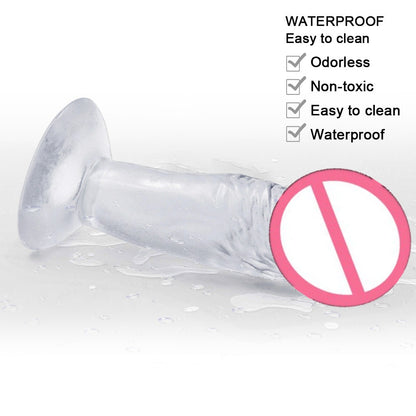 Little brother suction cup mini simulation small penis backyard anal plug super soft masturbator novice multi-colored crystal dildo