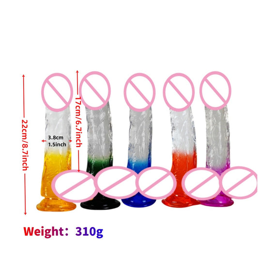 New two-color crystal penis women's realistic anal plug tpe gradual change dildo adult sex products factory