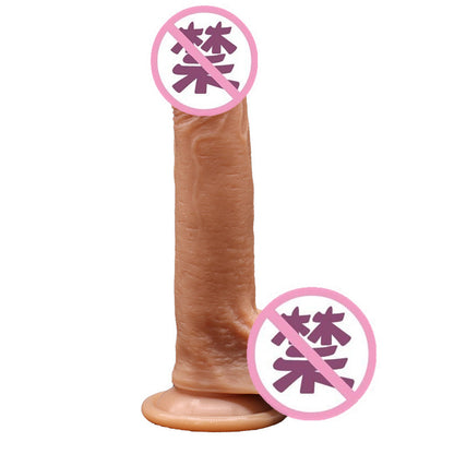 Double-layer liquid silicone simulated penis soft texture female masturbation dildo JJ adult products one piece hair