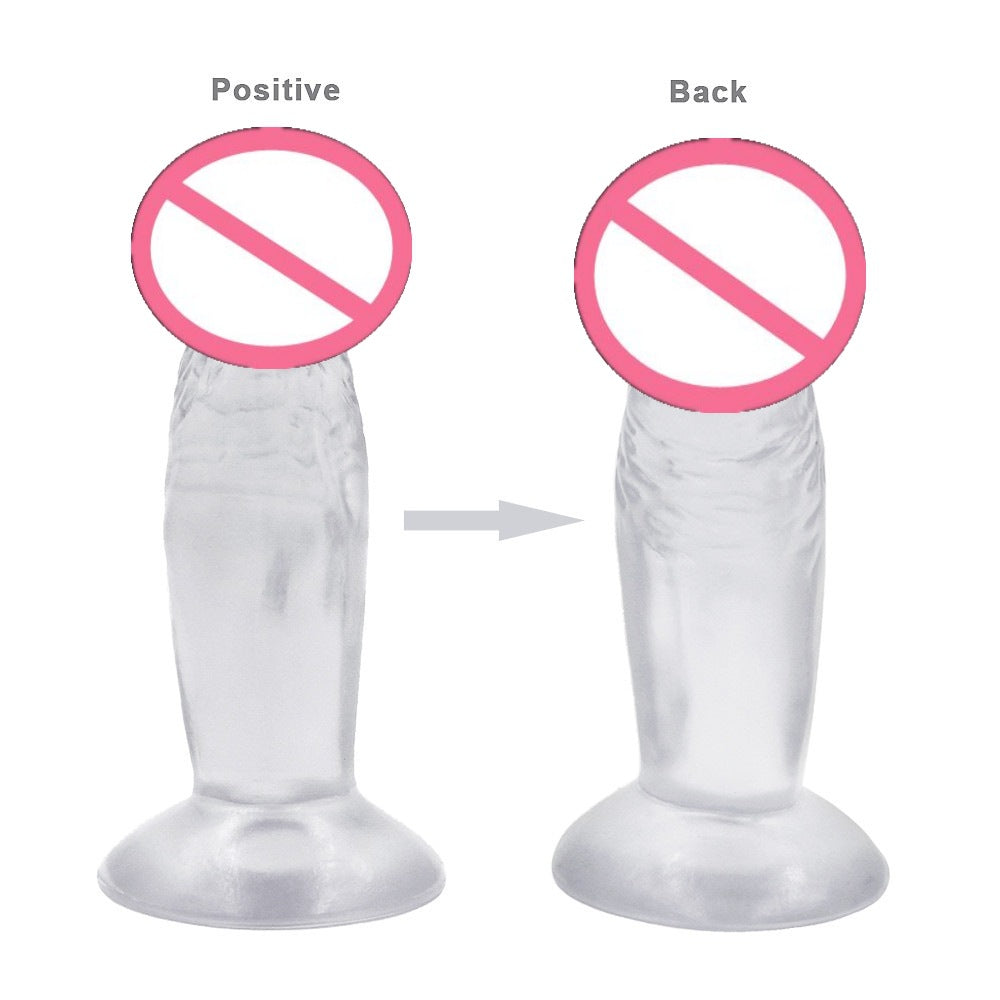 Little brother suction cup mini simulation small penis backyard anal plug super soft masturbator novice multi-colored crystal dildo