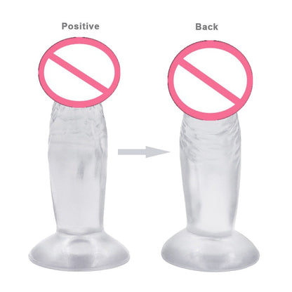 Little brother suction cup mini simulation small penis backyard anal plug super soft masturbator novice multi-colored crystal dildo