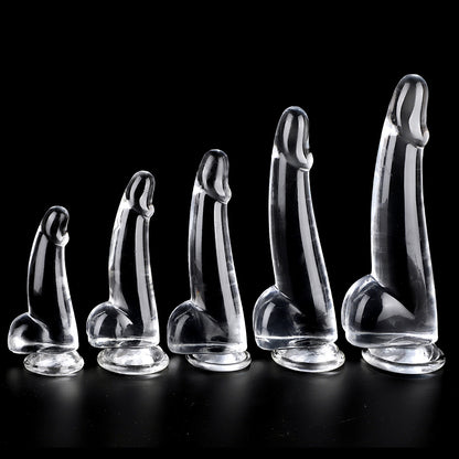 SNAILAGE New Transparent Crystal Leucorrhea Egg Simulation Penis Female Dildo, Sex Products Backyard Anal Plug