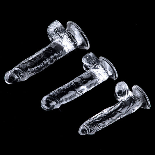 Fun simulation penis female masturbation dildo injection molding process transparent crystal white TPE soft rubber factory supply