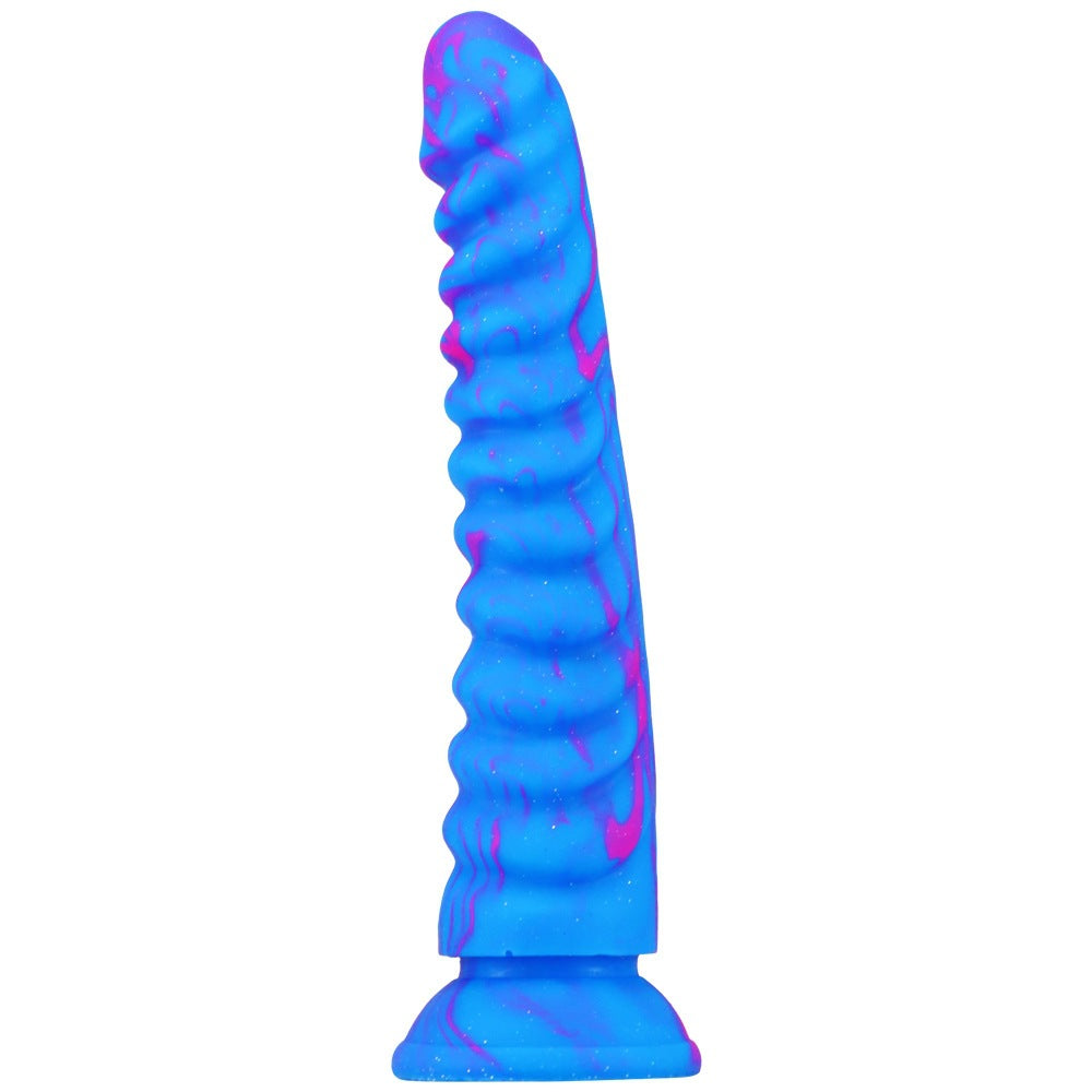 Dragon scale mixed color silicone simulated penis lady with backyard anal plug dildo adult sex products masturbator stick